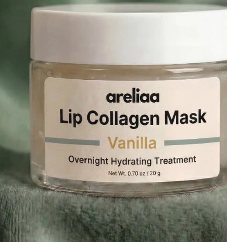 The Areliaa Lip Collagen Mask in a glass jar